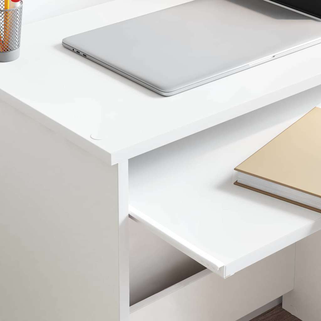 Desk with Storage White 120.5 x 44 x 88.5 cm Engineered Wood