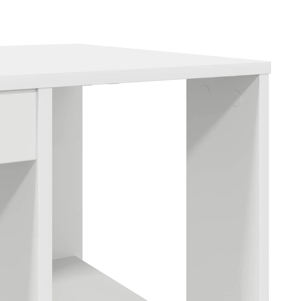 Desk with Storage White 130 x 50.5 x 75 cm Engineered Wood
