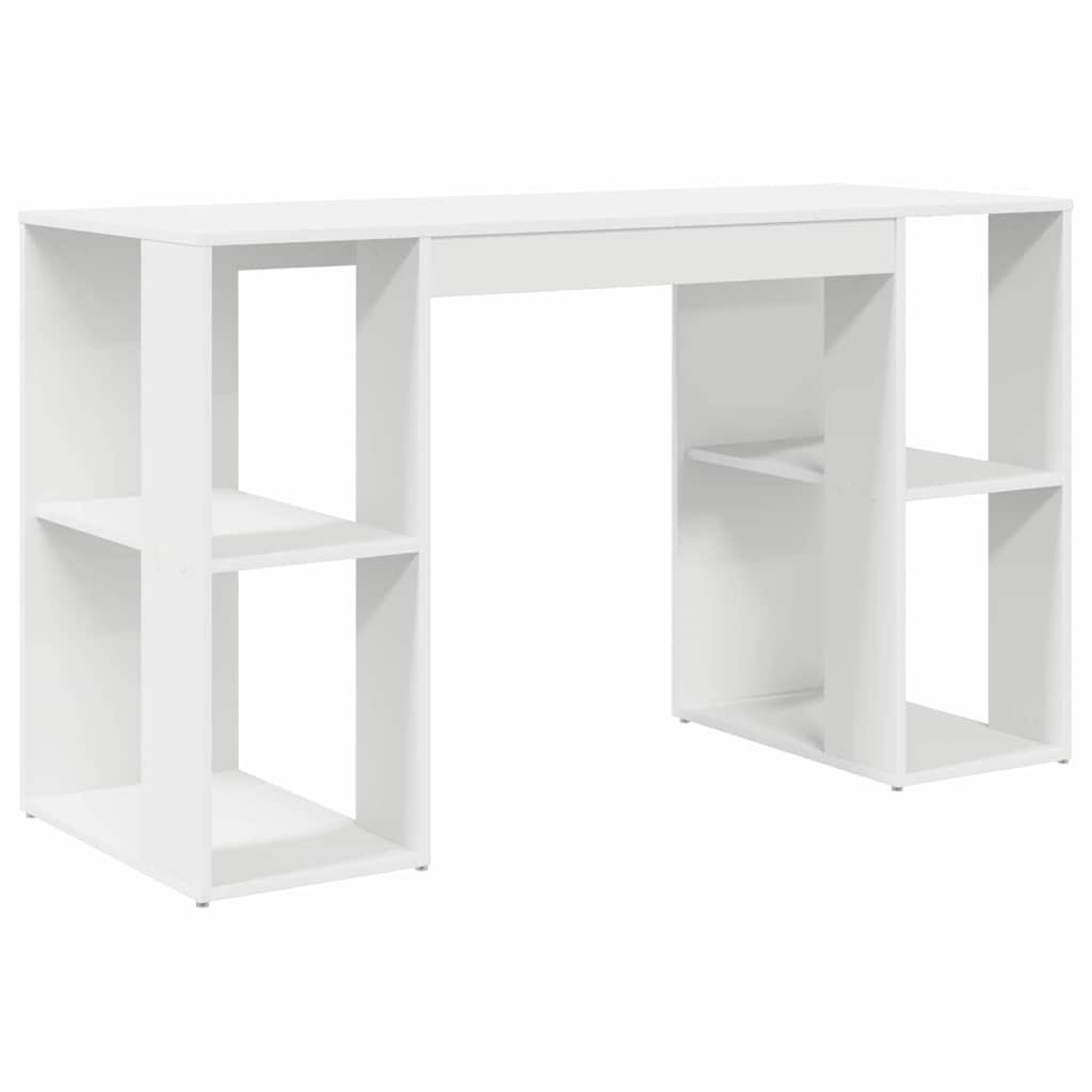 Desk with Storage White 130 x 50.5 x 75 cm Engineered Wood