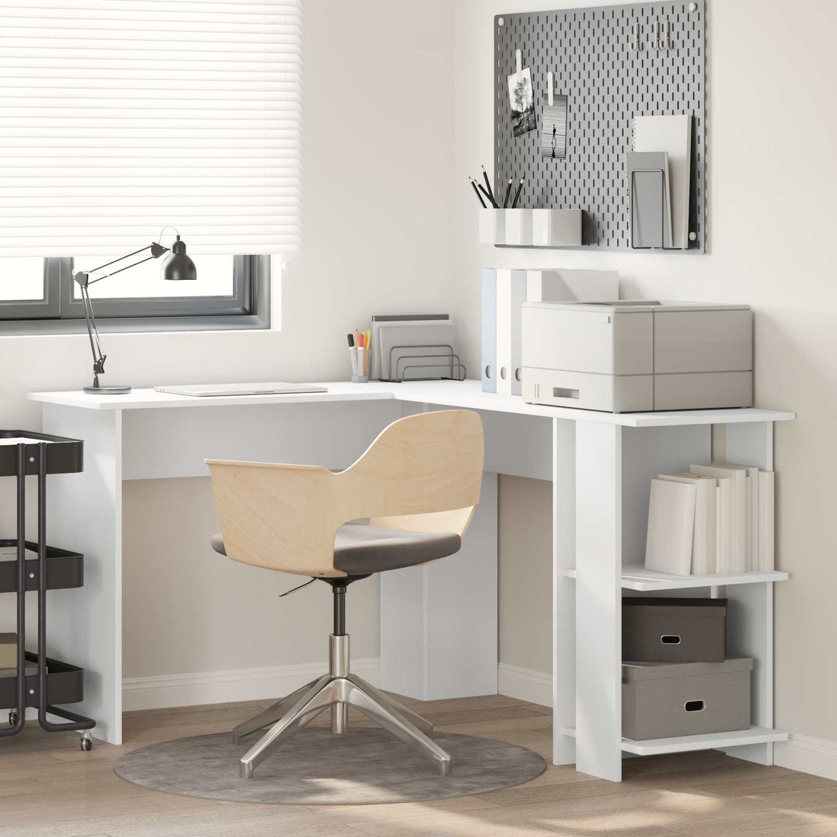 Corner Desk White Engineered Wood 140 x 113,5 x 75 cm
