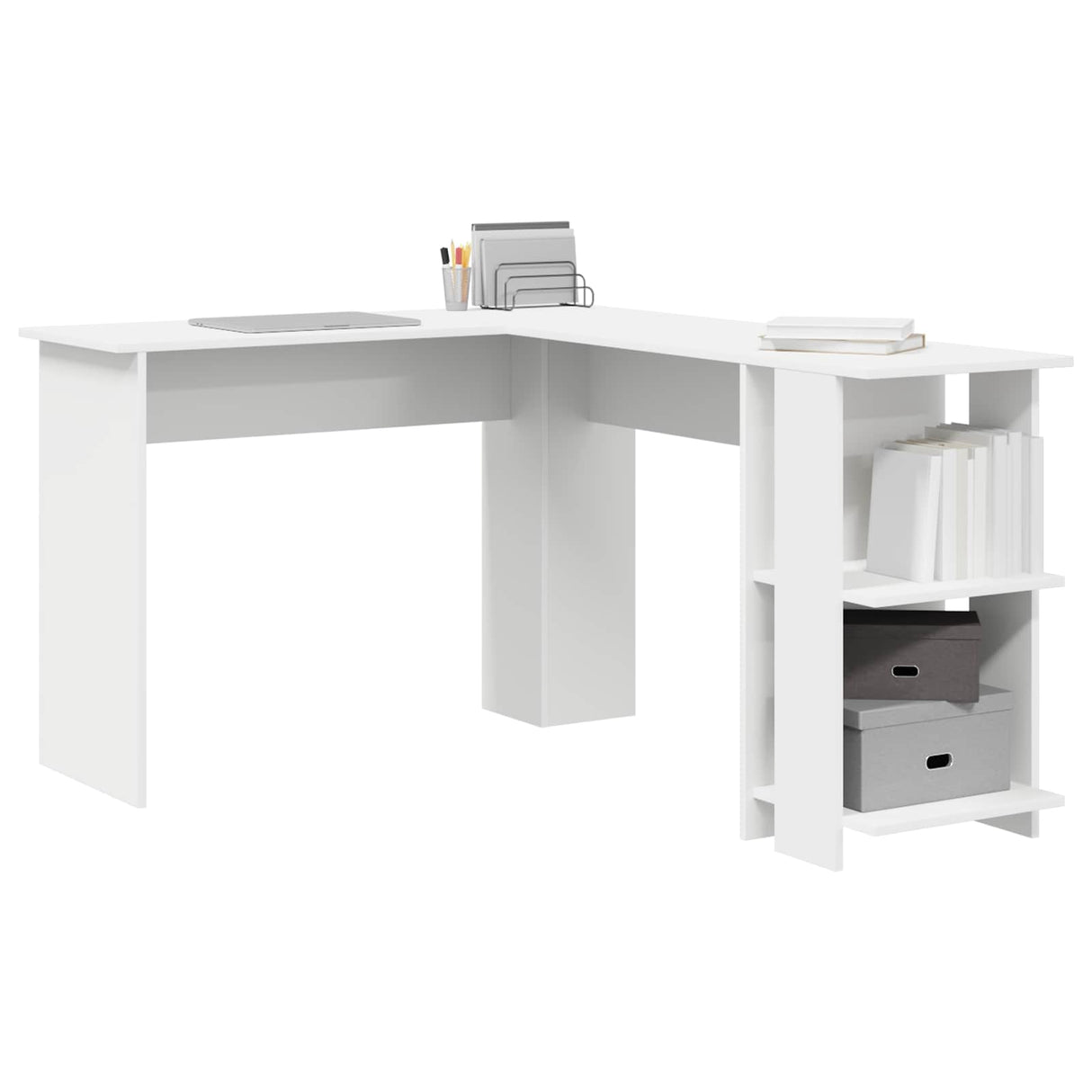 Corner Desk White Engineered Wood 140 x 113,5 x 75 cm