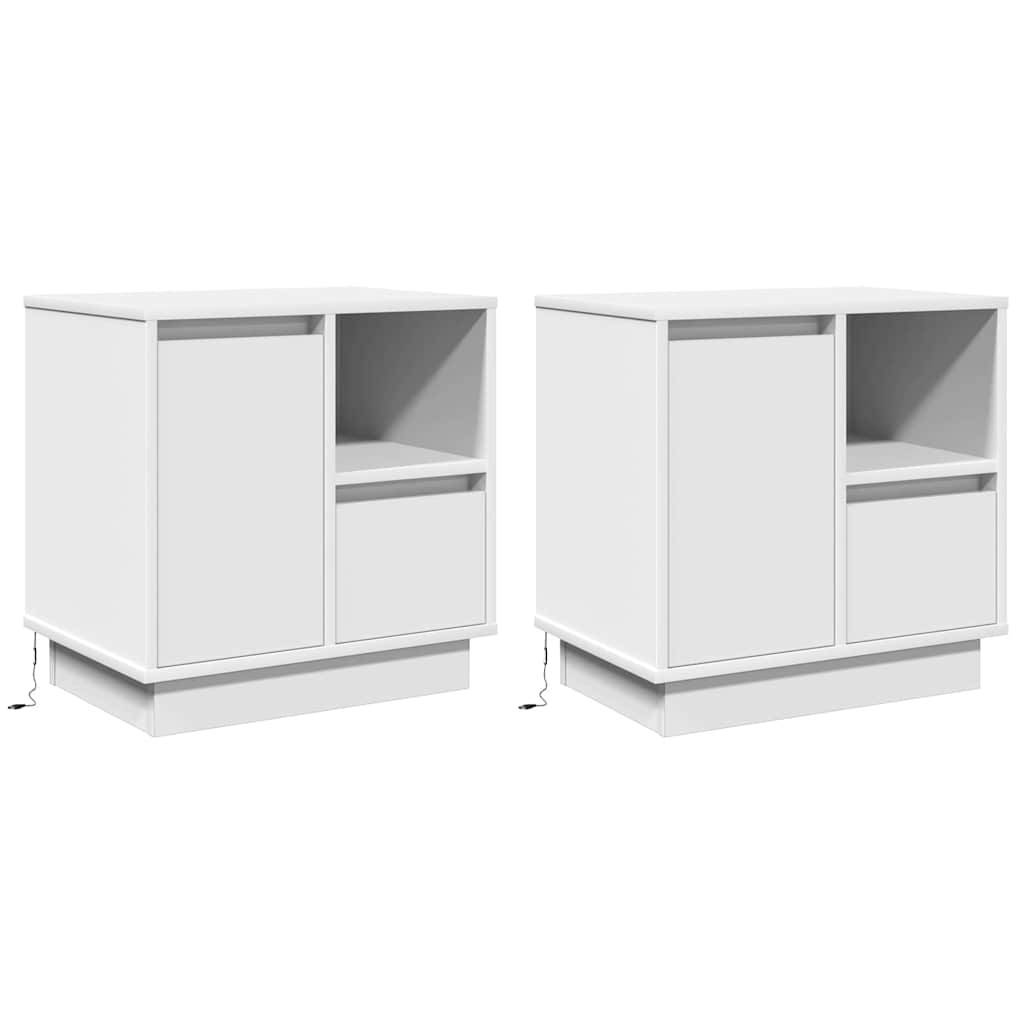 Bedside Cabinet 2 pcs White 50 x 34.5 x 50 cm. Engineered wood