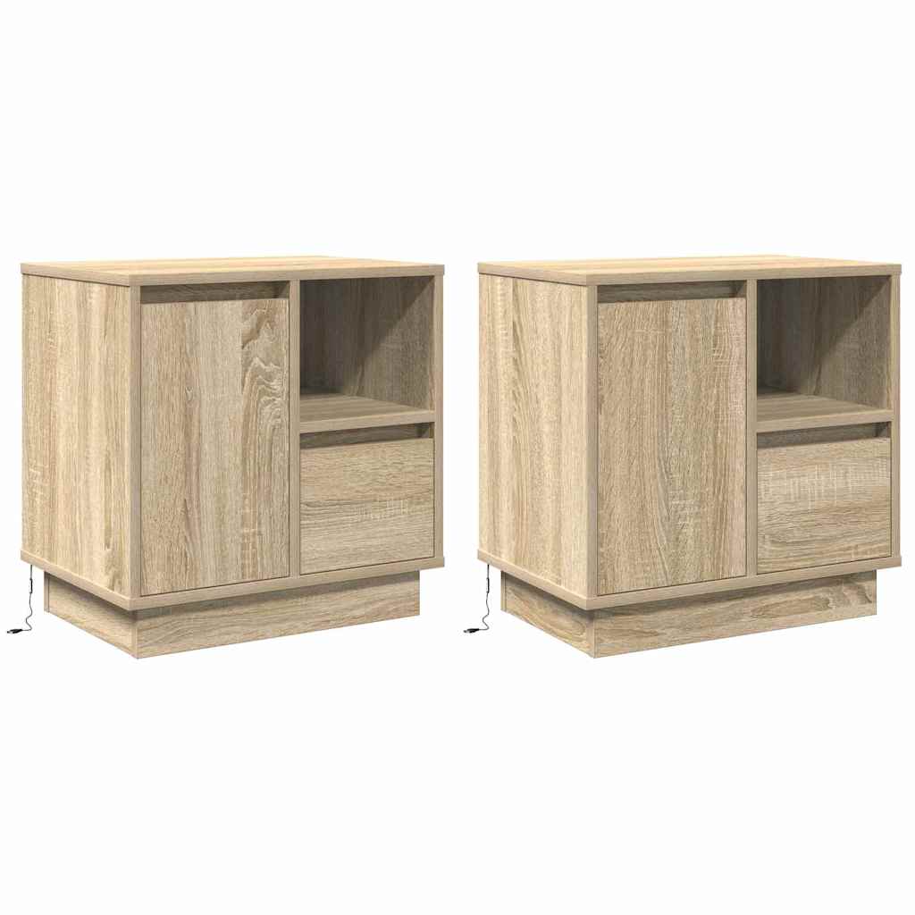 Bedside Cabinet with Drawer 2 pcs Sonoma oak 50 x 34.5 x 50 cm.