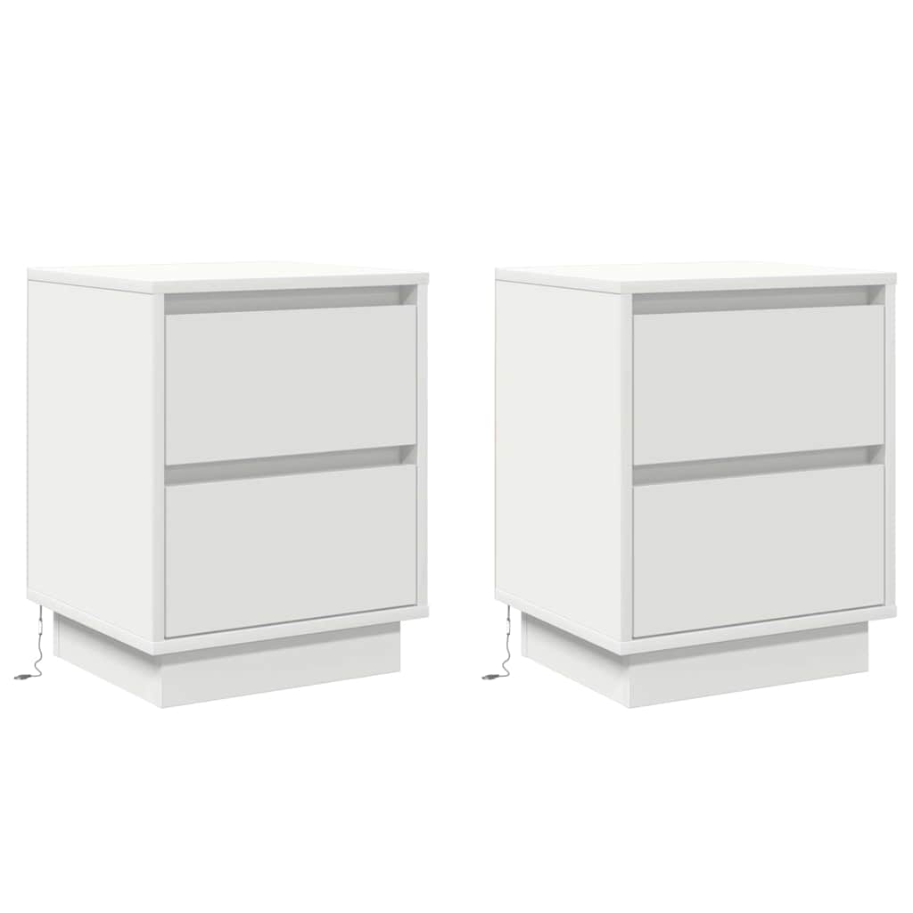 Bedside Cabinet 2 pcs White 39 x 34.5 x 50 cm Engineered wood