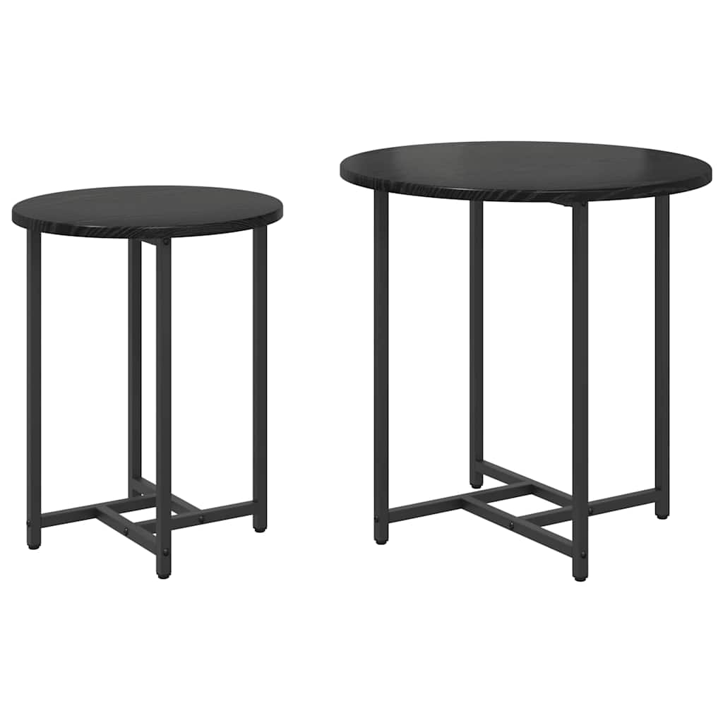 Side Table Set 2 pcs Black oak 50 x 50 x 50 cm