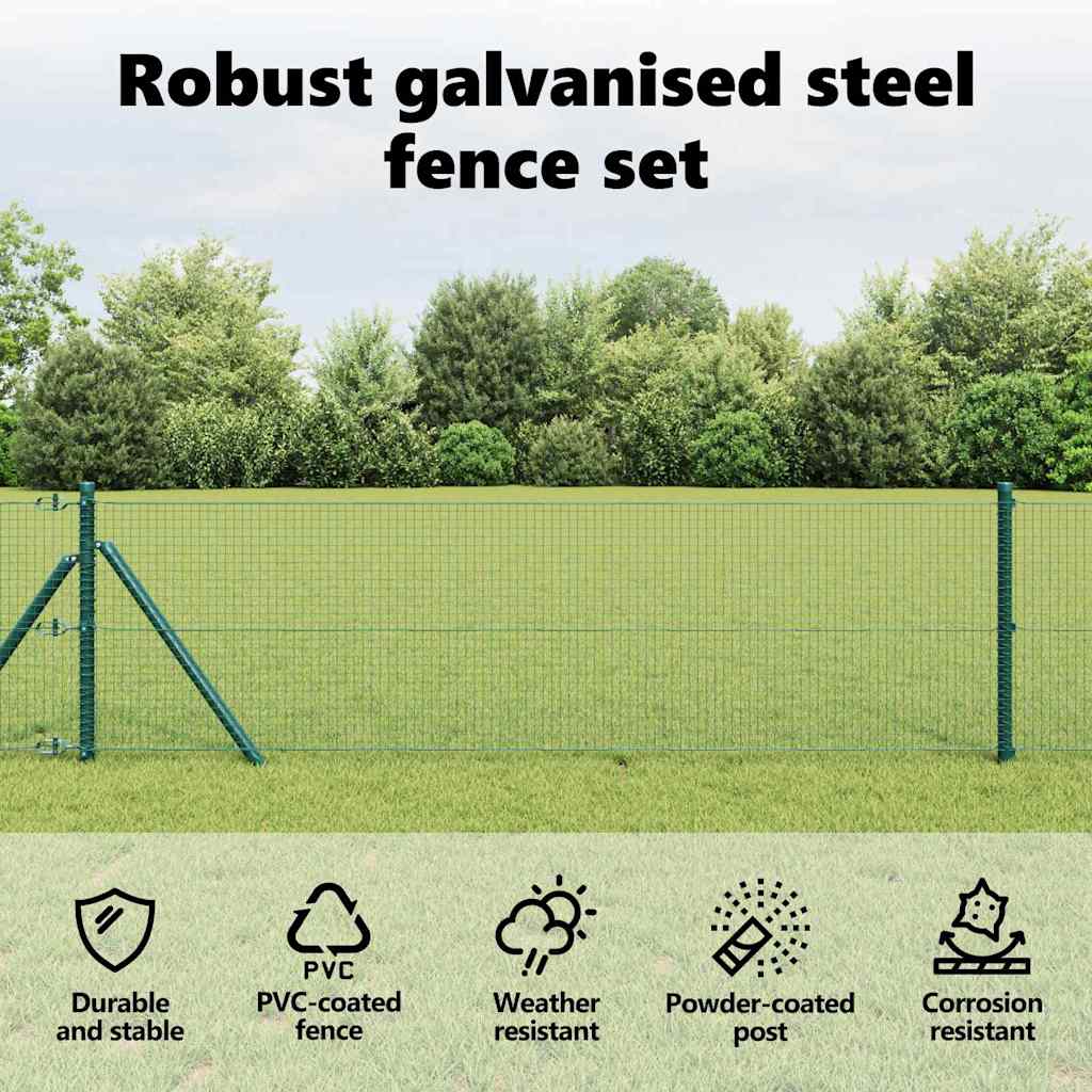 Welded Wire Fence Ground Fix 10 x 0,5 m PVC-Coated Steel Green