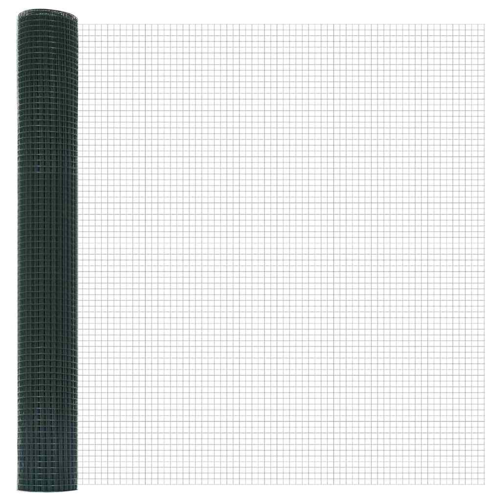 Welded Wire Fence Ground Fix 10 x 1 m PVC-Coated Steel Green
