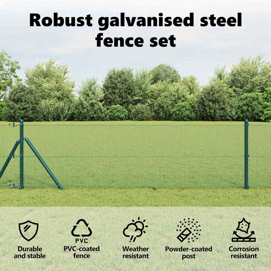 Welded Wire Fence Ground Fix 25 x 0,5 m PVC-Coated Steel Green