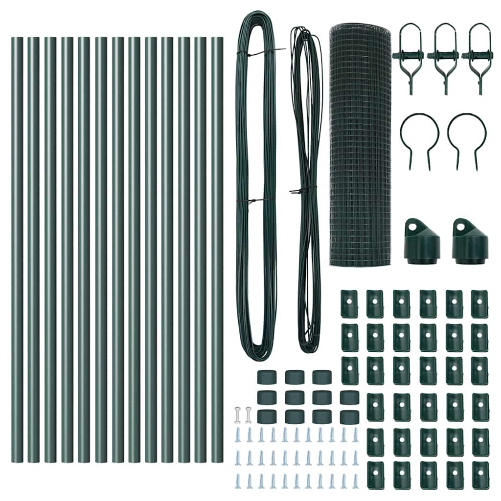 Welded Wire Fence Ground Fix 25 x 0,5 m PVC-Coated Steel Green