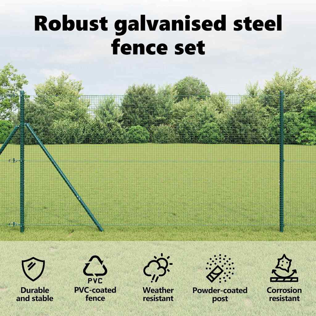 Welded Wire Fence Ground Fix 25 x 1 m PVC-Coated Steel Green