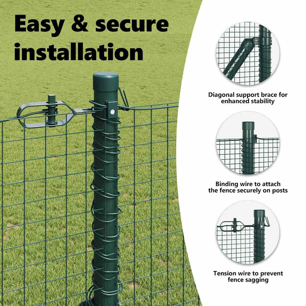 Welded Wire Fence Ground Fix 25 x 1 m PVC-Coated Steel Green