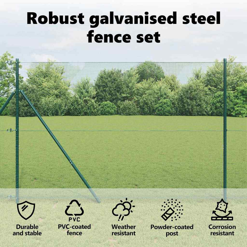 Welded Wire Fence Ground Fix 25 x 1,5 m PVC-Coated Steel Green