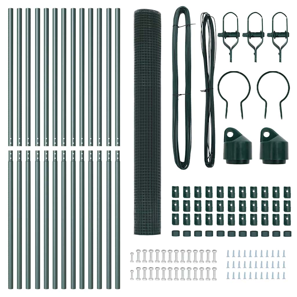 Welded Wire Fence Ground Fix 25 x 1,5 m PVC-Coated Steel Green