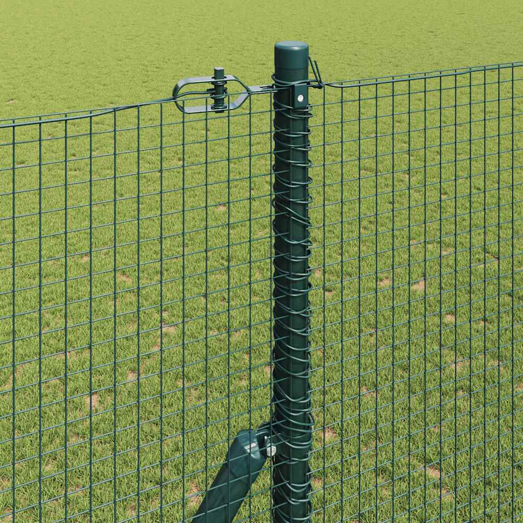 Fence with Posts Green 1.5 x 25 m Steel