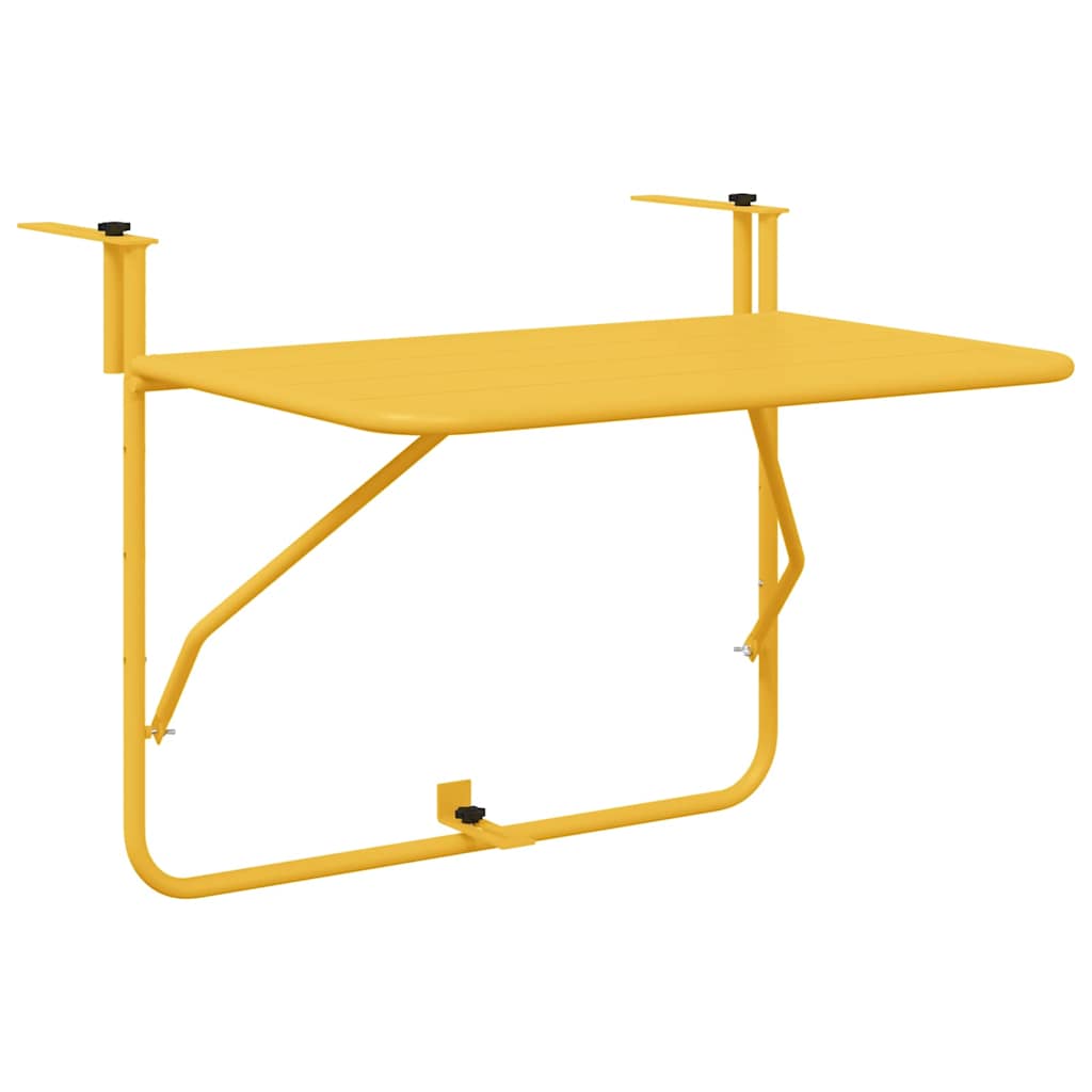 Hanging Balcony Table Folding Mustard 60 x 39 x 65 cm Steel