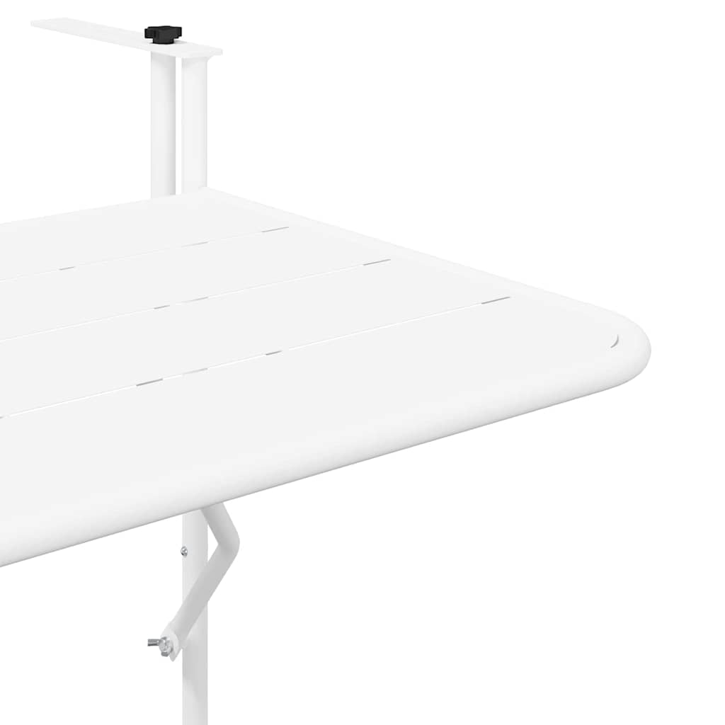 Hanging Balcony Table Folding White 60 x 39 x 65 cm Steel