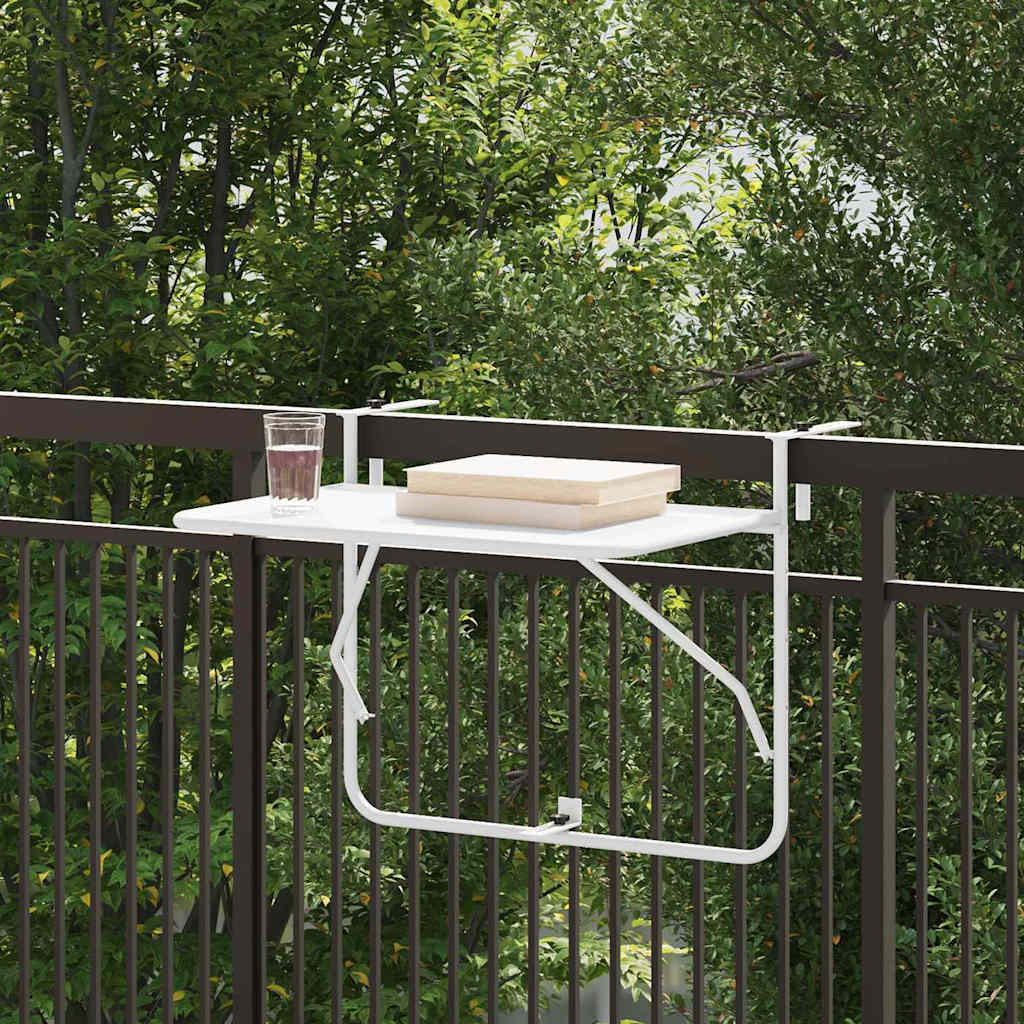 Hanging Balcony Table Folding White 60 x 39 x 65 cm Steel