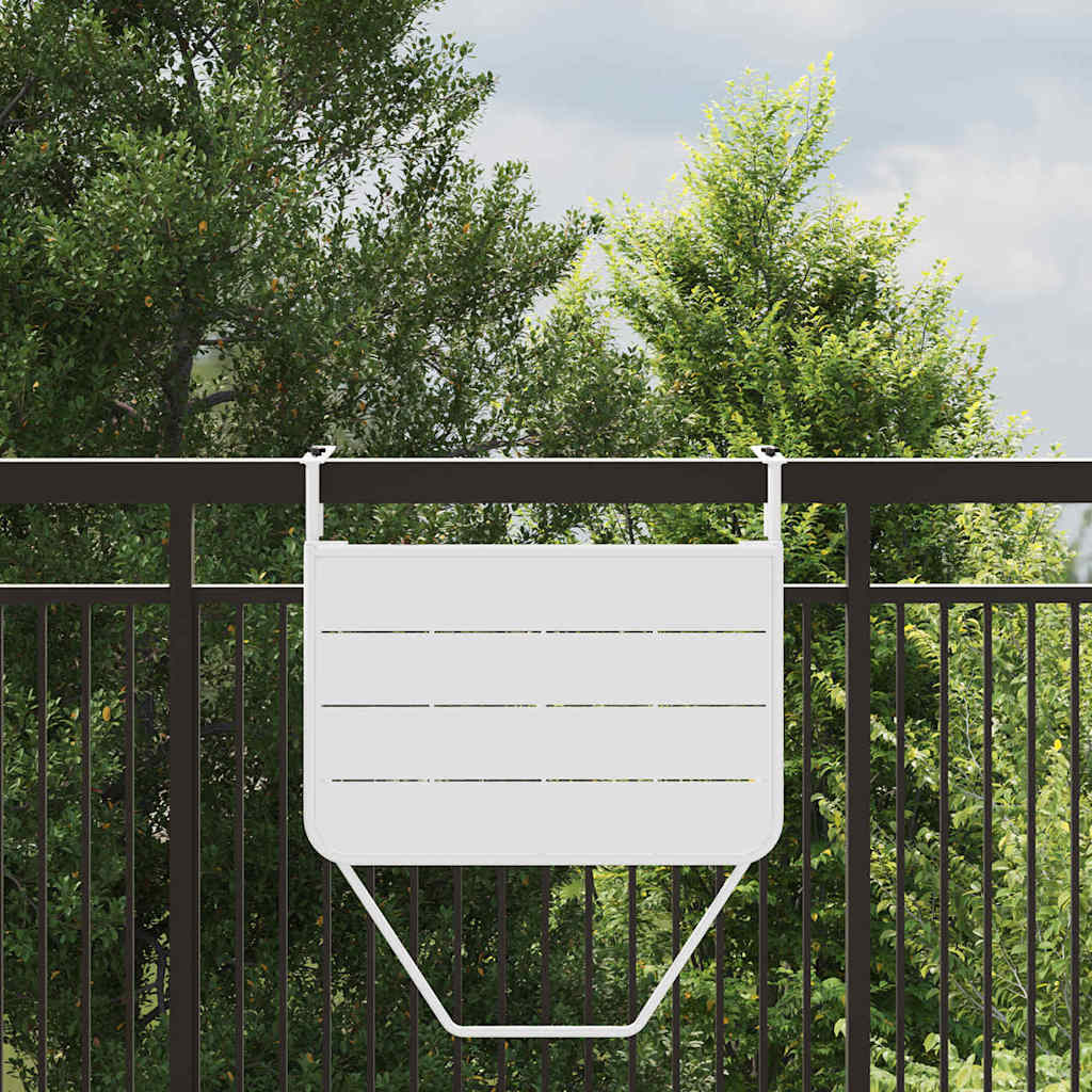 Hanging Balcony Table Folding White 60 x 39 x 65 cm Steel