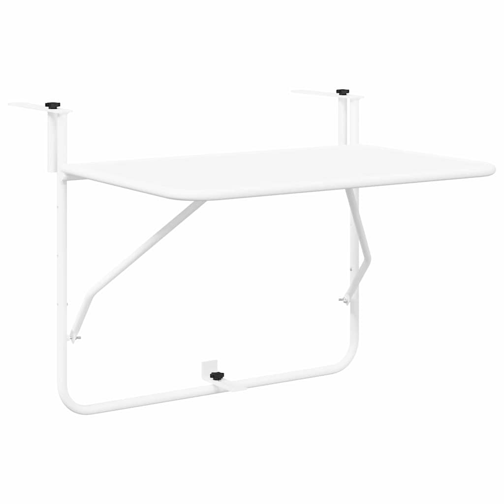 Hanging Balcony Table Folding White 60 x 39 x 65 cm Steel