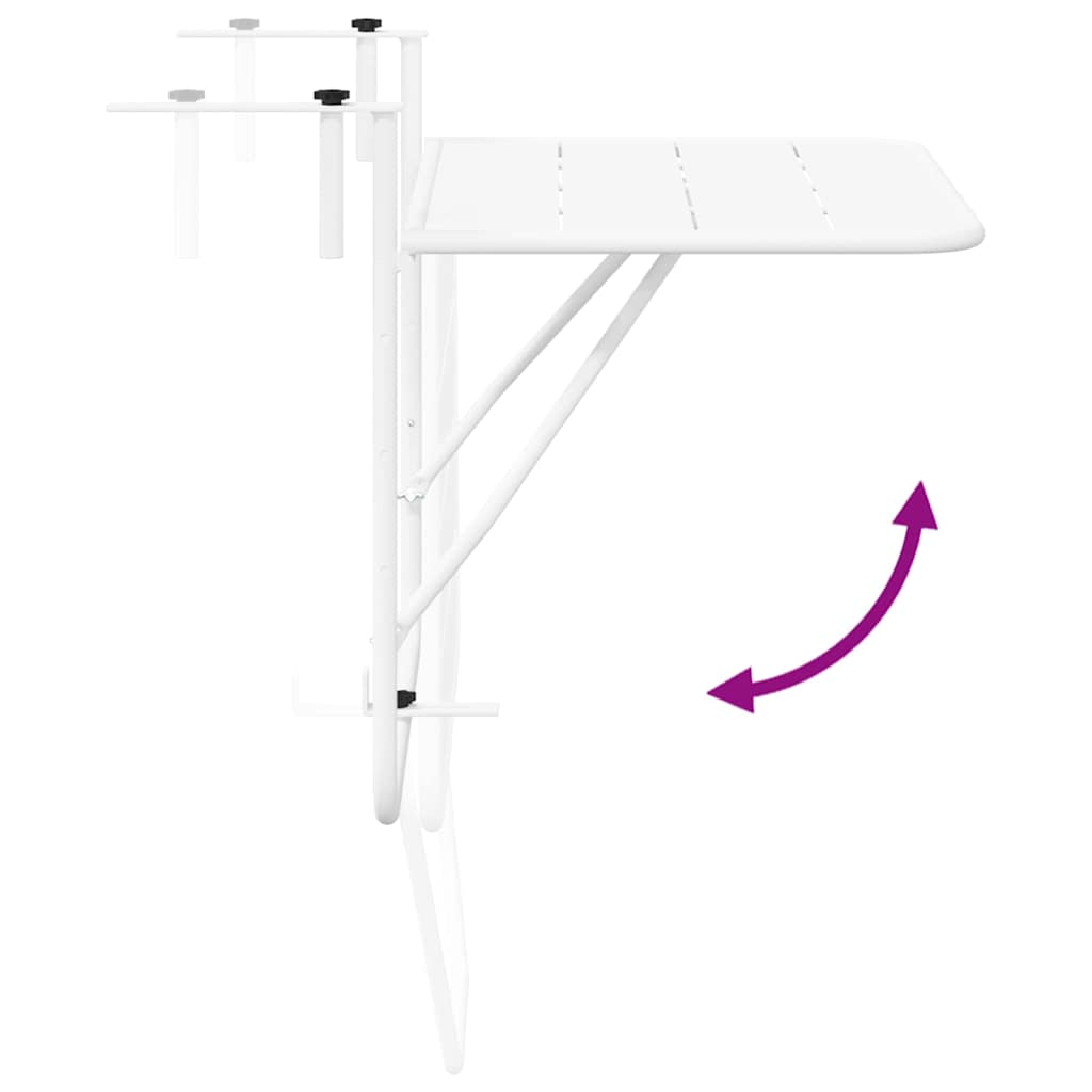 Hanging Balcony Table Folding White 60 x 39 x 65 cm Steel