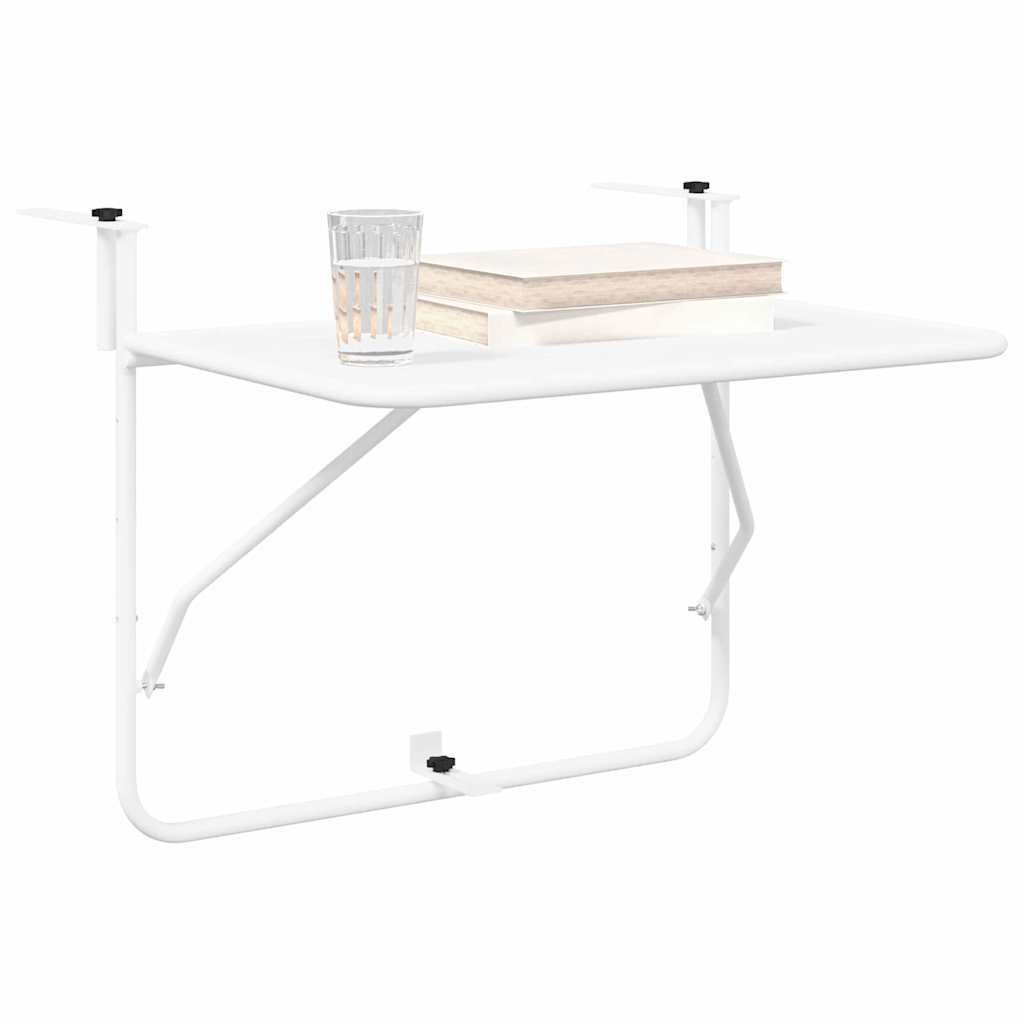 Hanging Balcony Table Folding White 60 x 39 x 65 cm Steel