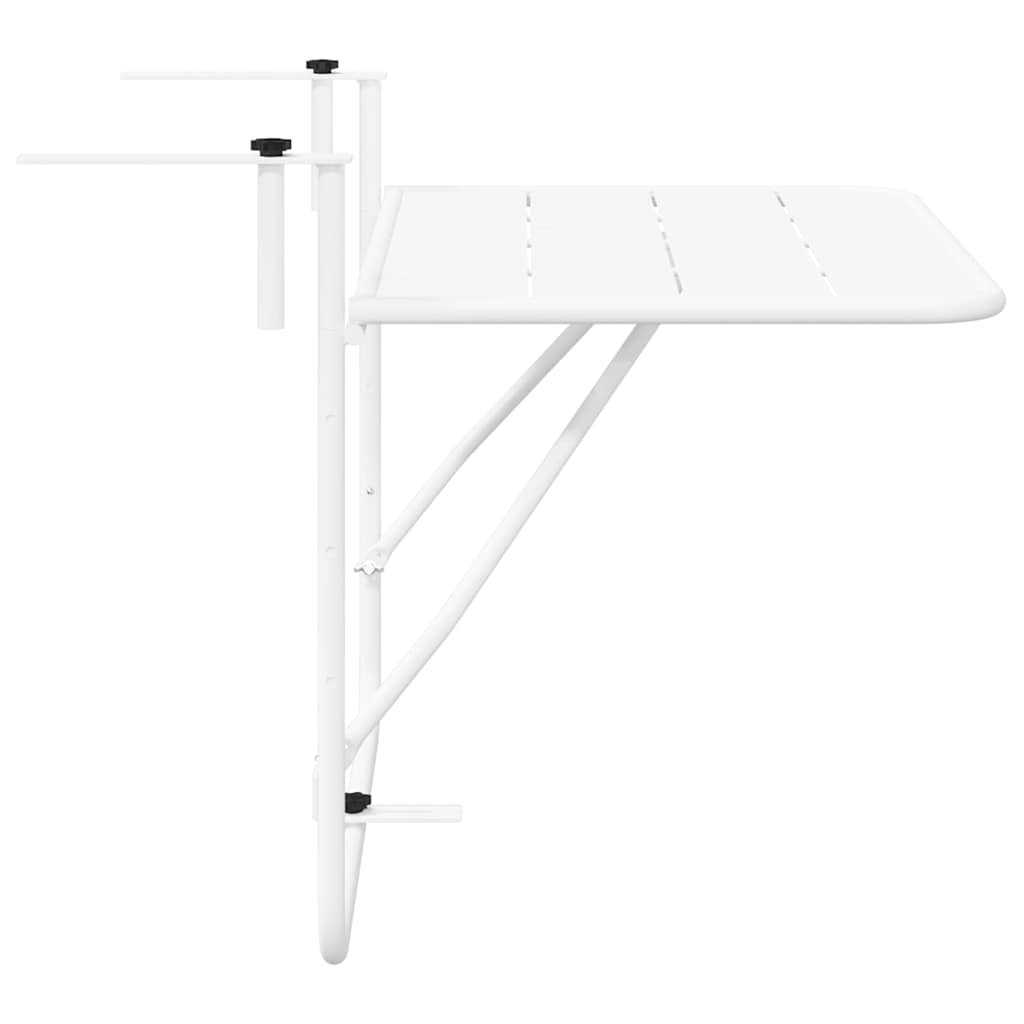 Hanging Balcony Table Folding White 60 x 39 x 65 cm Steel