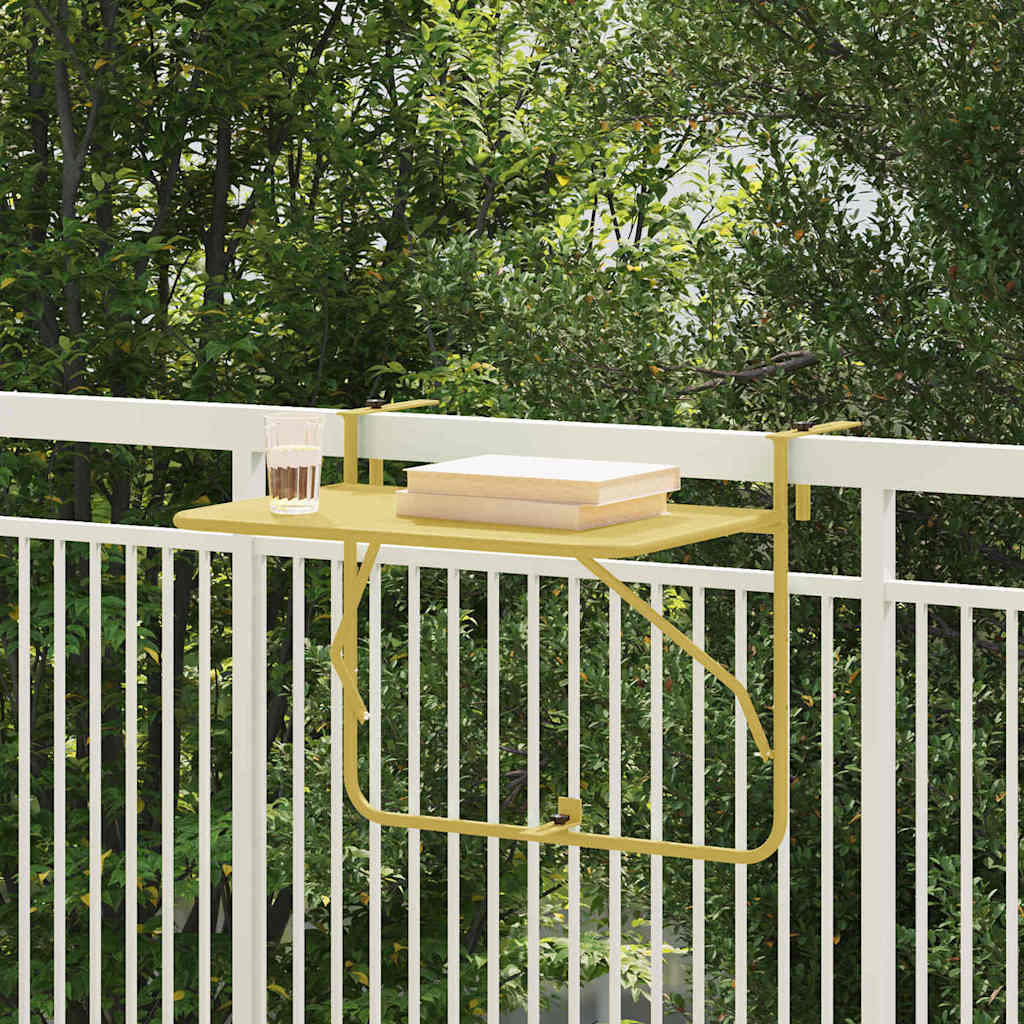 Hanging Balcony Table Folding Gold 60 x 39 x 65 cm Steel