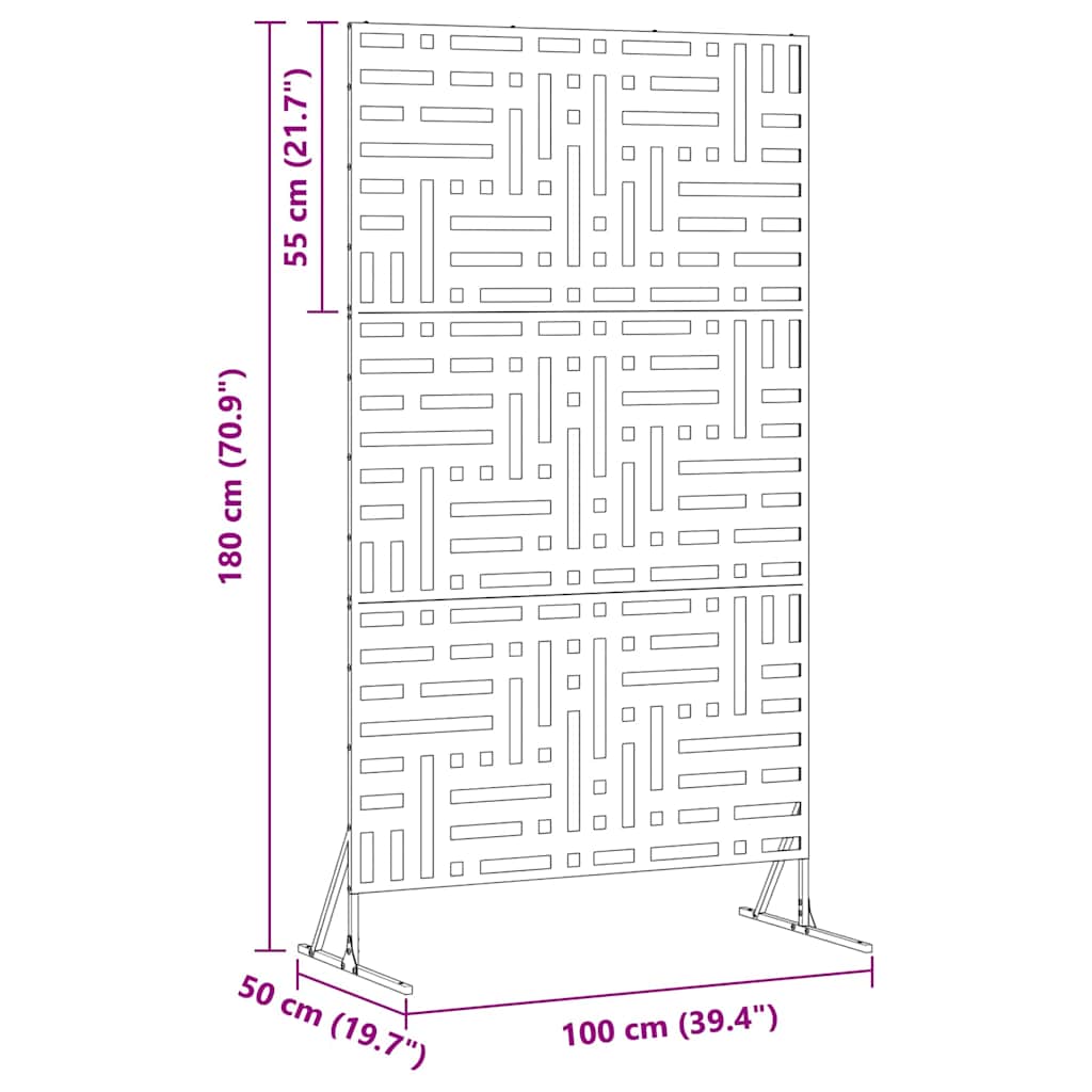 Privacy Screen 100 x 50 x 180 cm Steel White