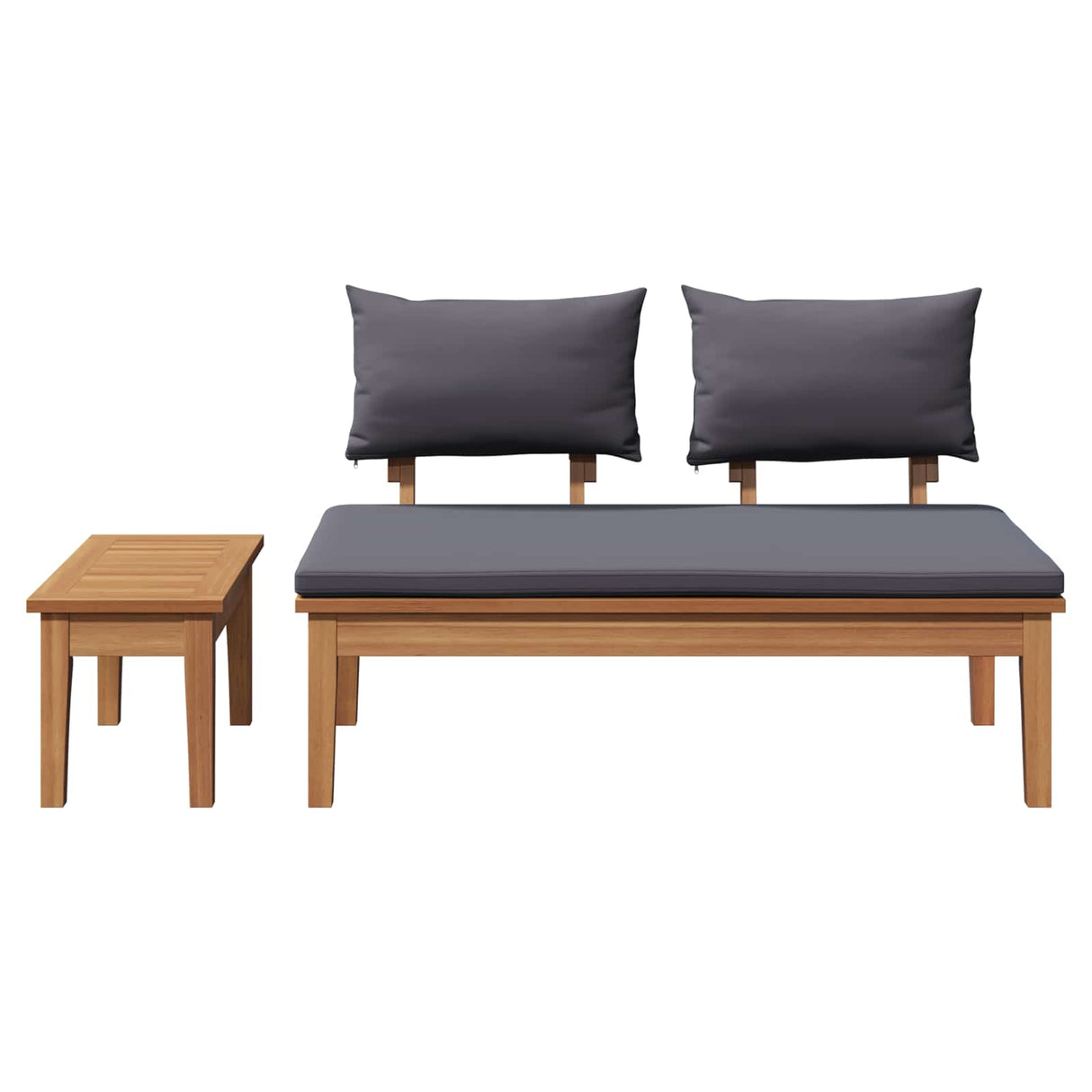 Garden Bench and Table Set 2 pcs Grey and Brown Solid Teak wood