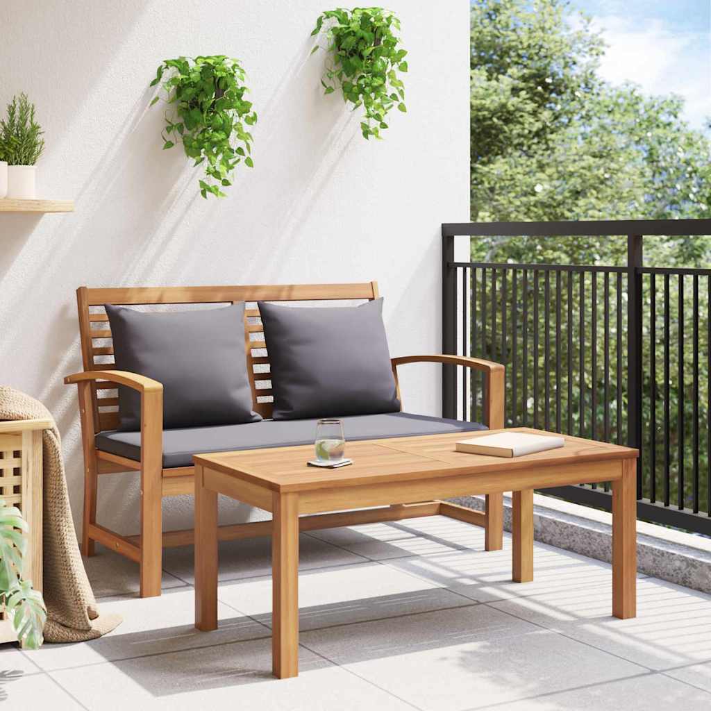 Bench Brown and Dark Grey 110 x 66 x 76 cm Solid Teak Wood