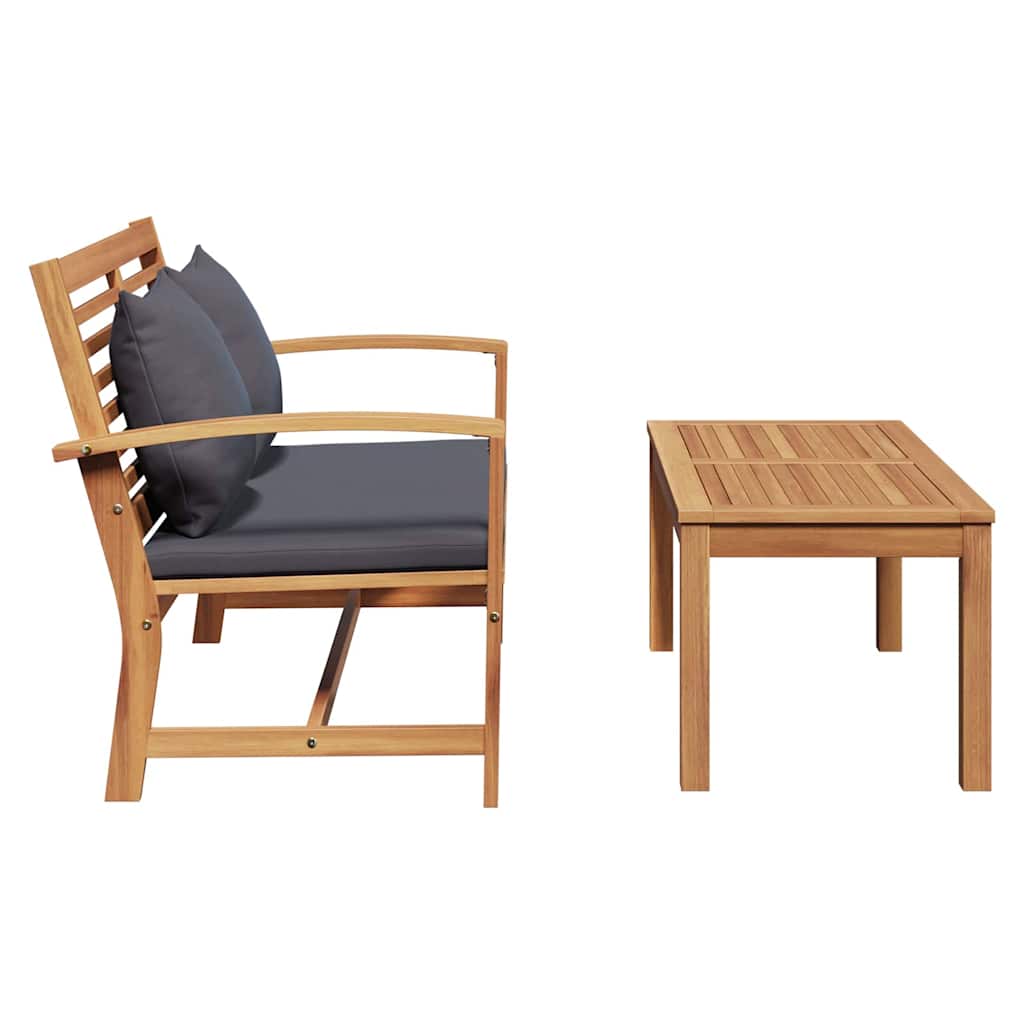 Bench Brown and Dark Grey 110 x 66 x 76 cm Solid Teak Wood