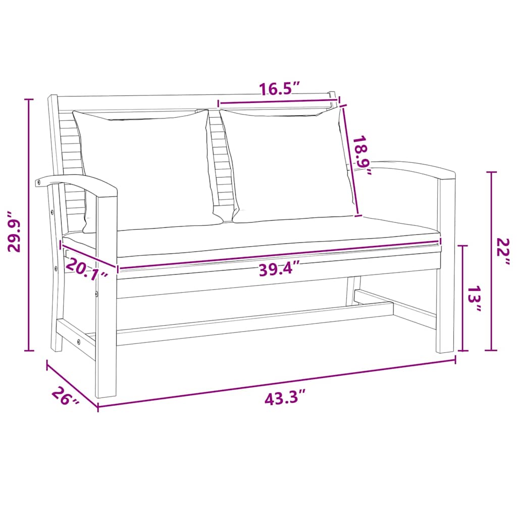 Garden Bench Natural 110 x 64 x 76.5 cm Solid teak wood