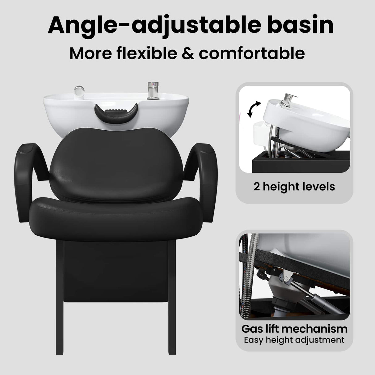 Shampoo Chair Manual Black and White 136 x 60 x 92 cm PVC