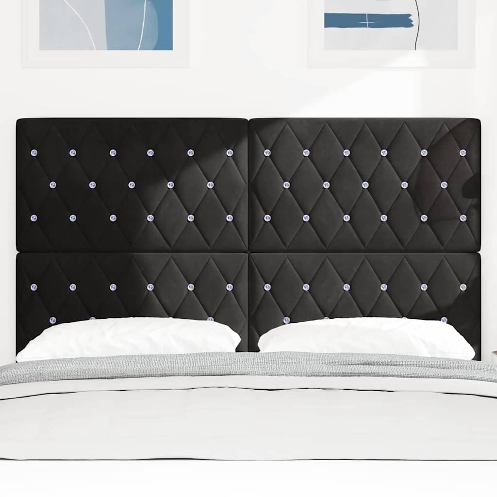 Headboard Black 144 cm Velvet