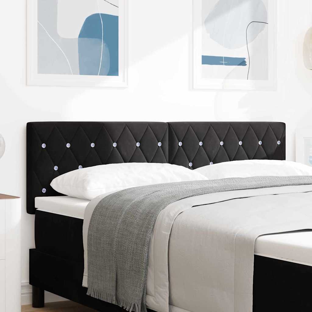 LED Headboard with LED Strip Lights Manual Black 144 cm Velvet