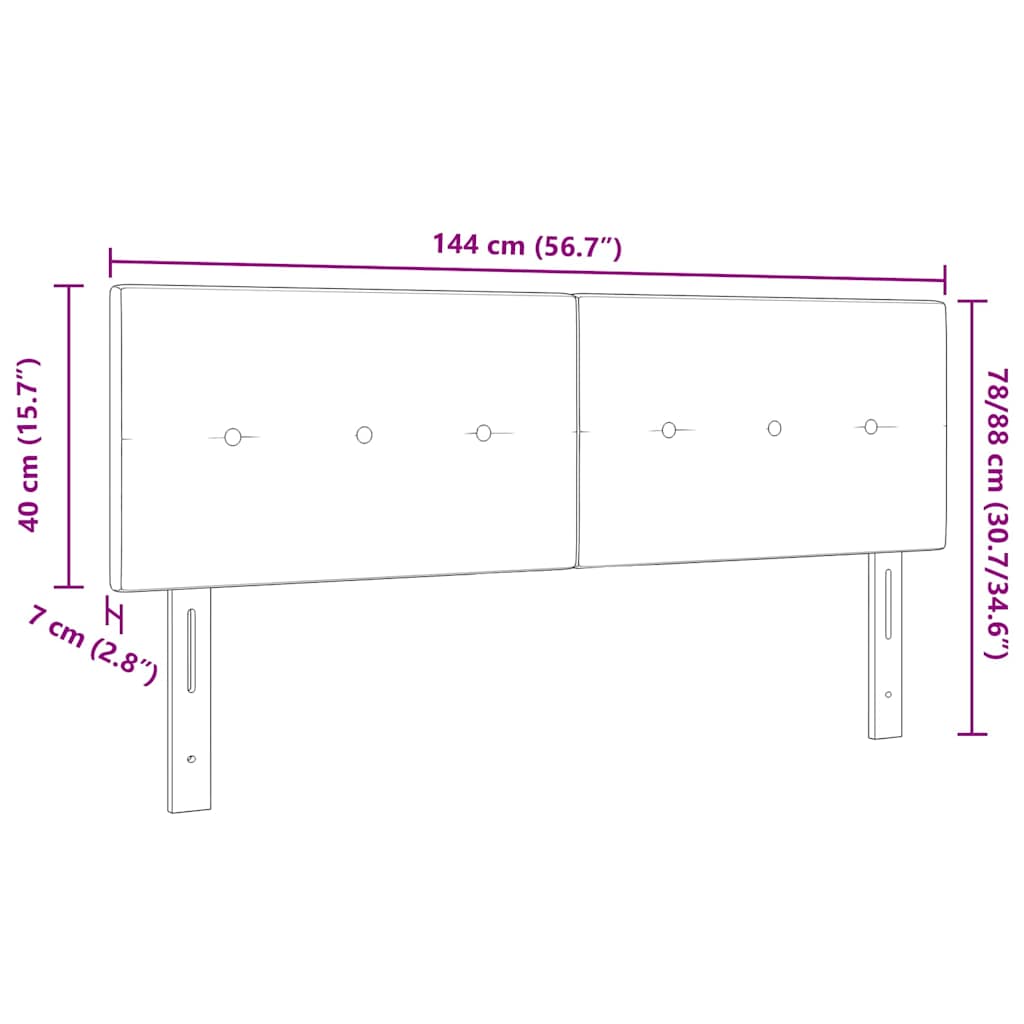 LED Headboard with LED Strip Lights Dark Grey 144 cm Polyester
