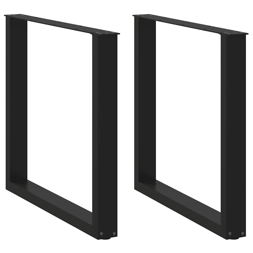 Dining Table Legs U-Shaped 2 pcs Black 80x(72-73) cm Steel