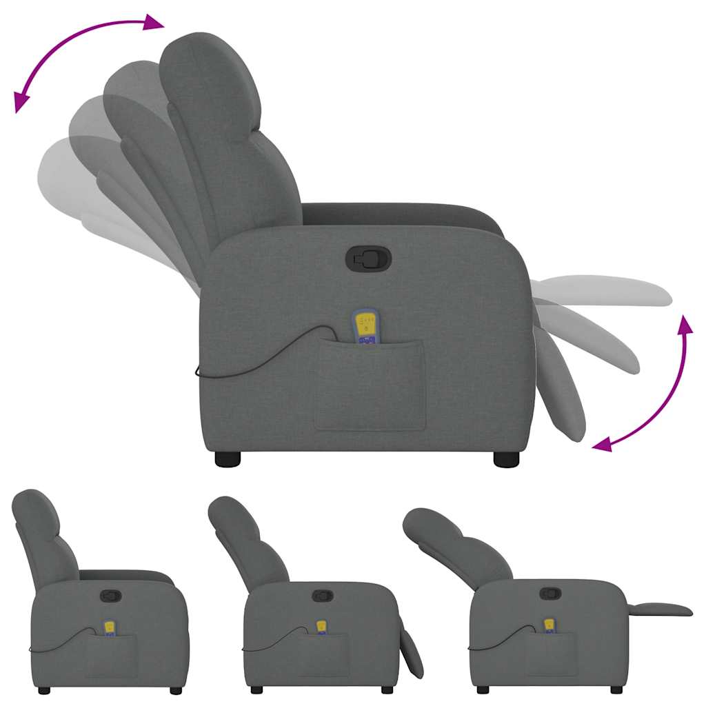 Massage Recliner Chair Dark Grey Fabric