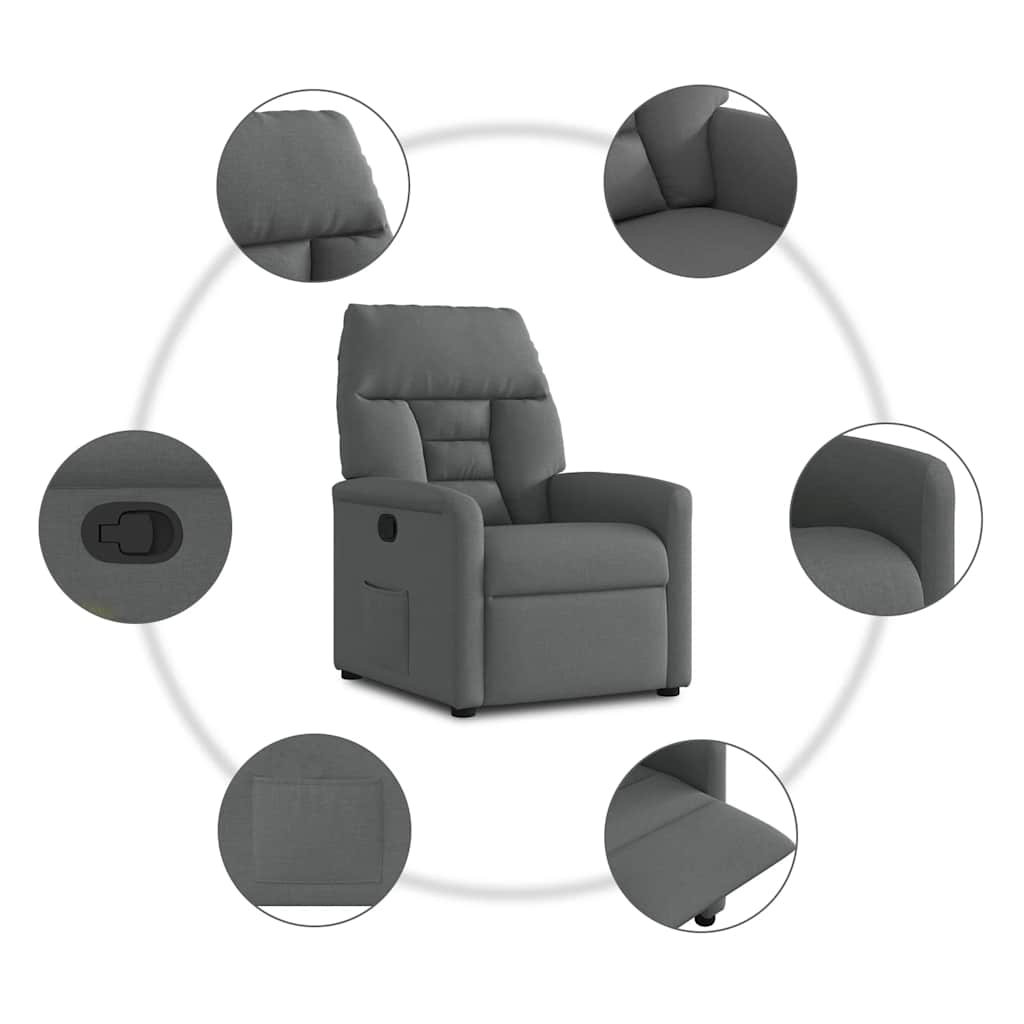 Recliner Chair Dark Grey Fabric
