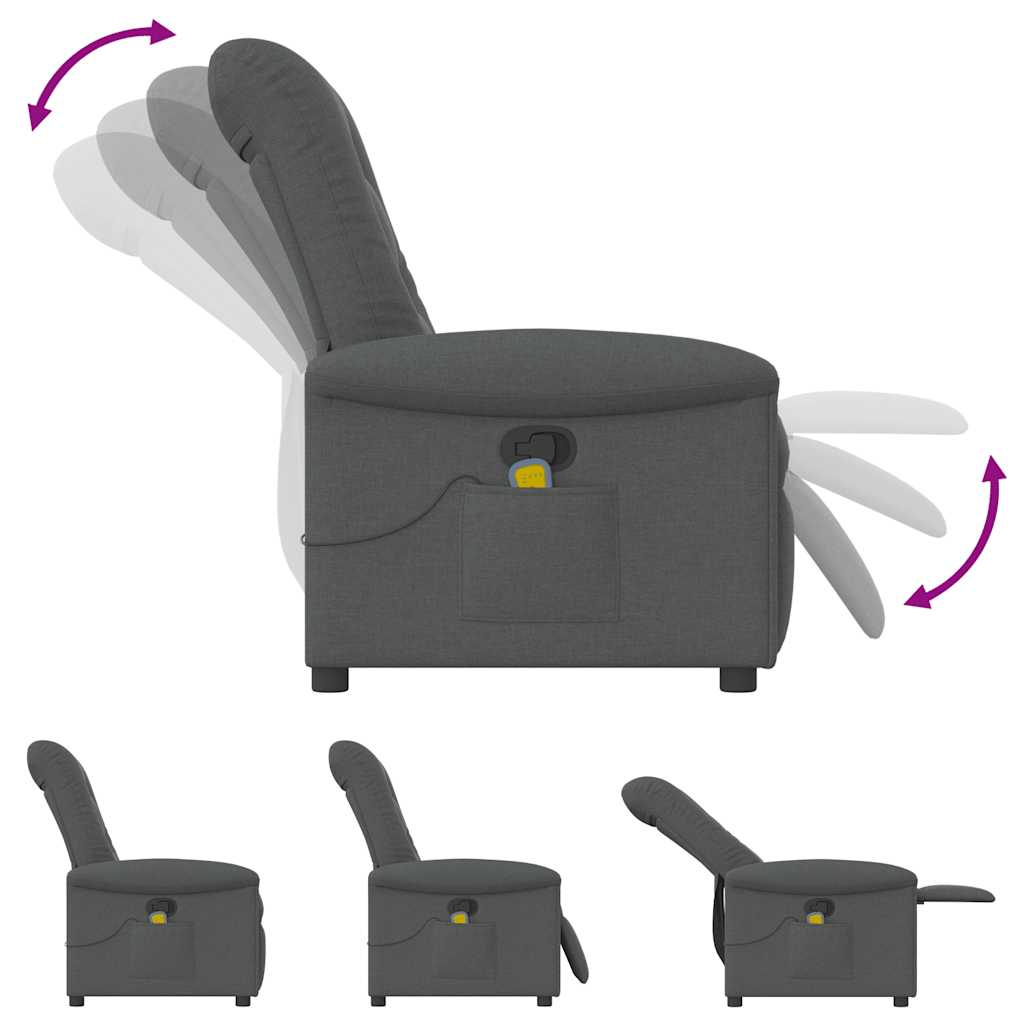 Massage Recliner Chair Dark Grey Fabric