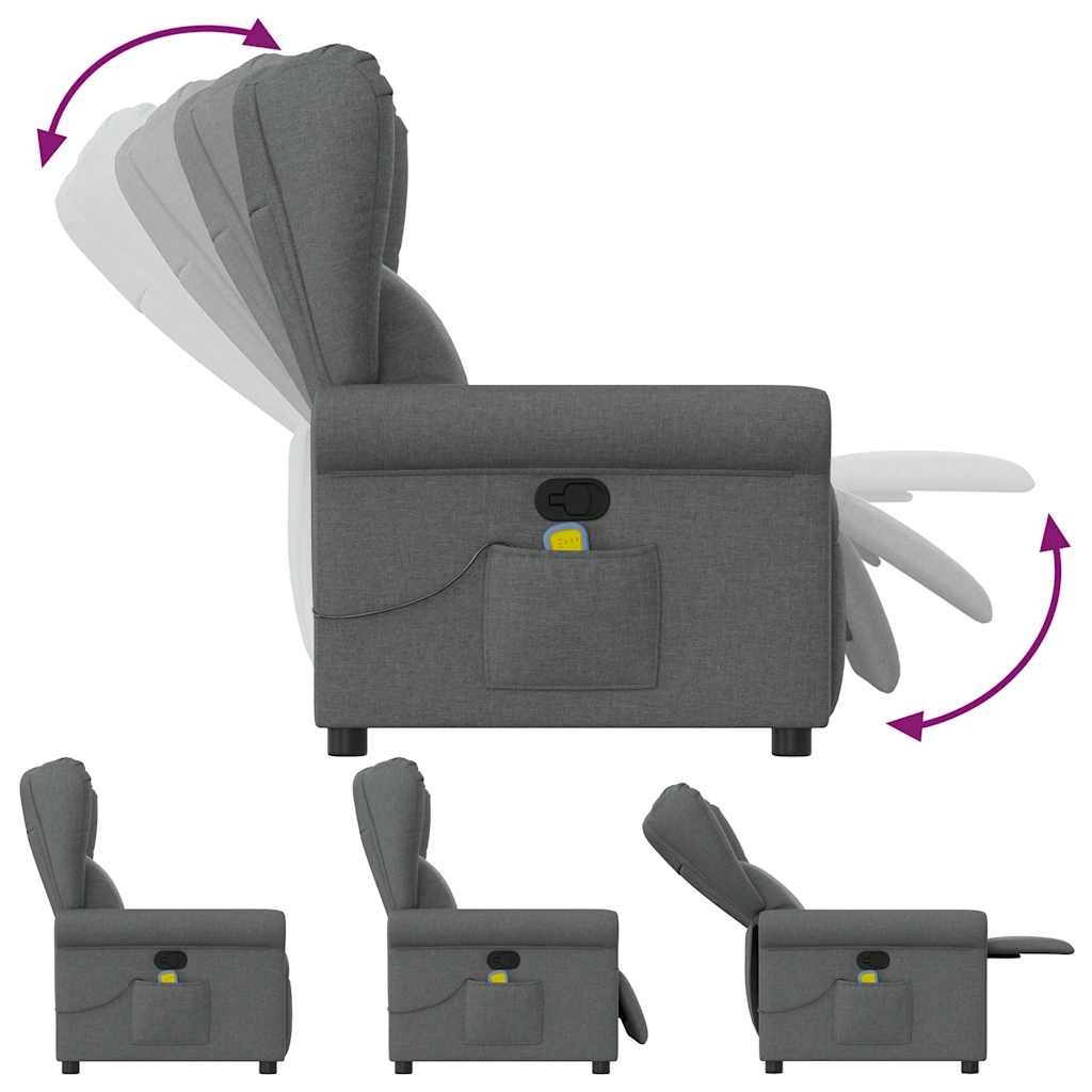 Massage Recliner Chair Dark Grey Fabric