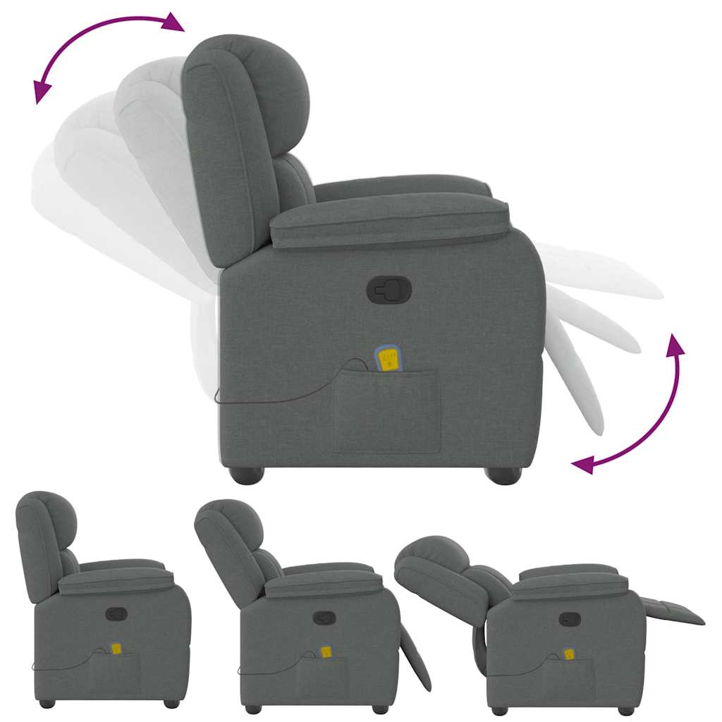 Massage Recliner Chair Dark Grey Fabric
