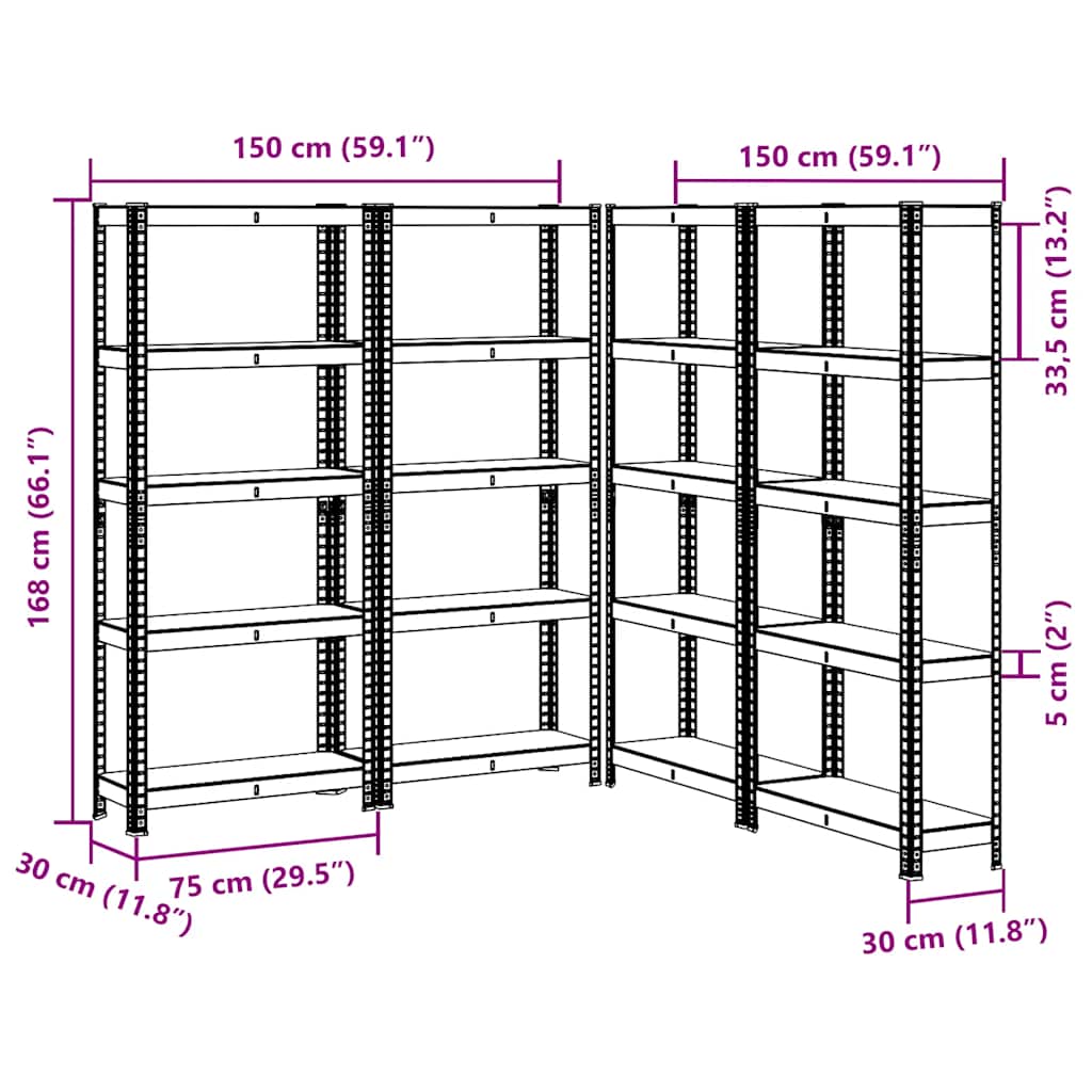 5-Layer Storage Shelves 4 pcs Anthracite Steel&Engineered Wood