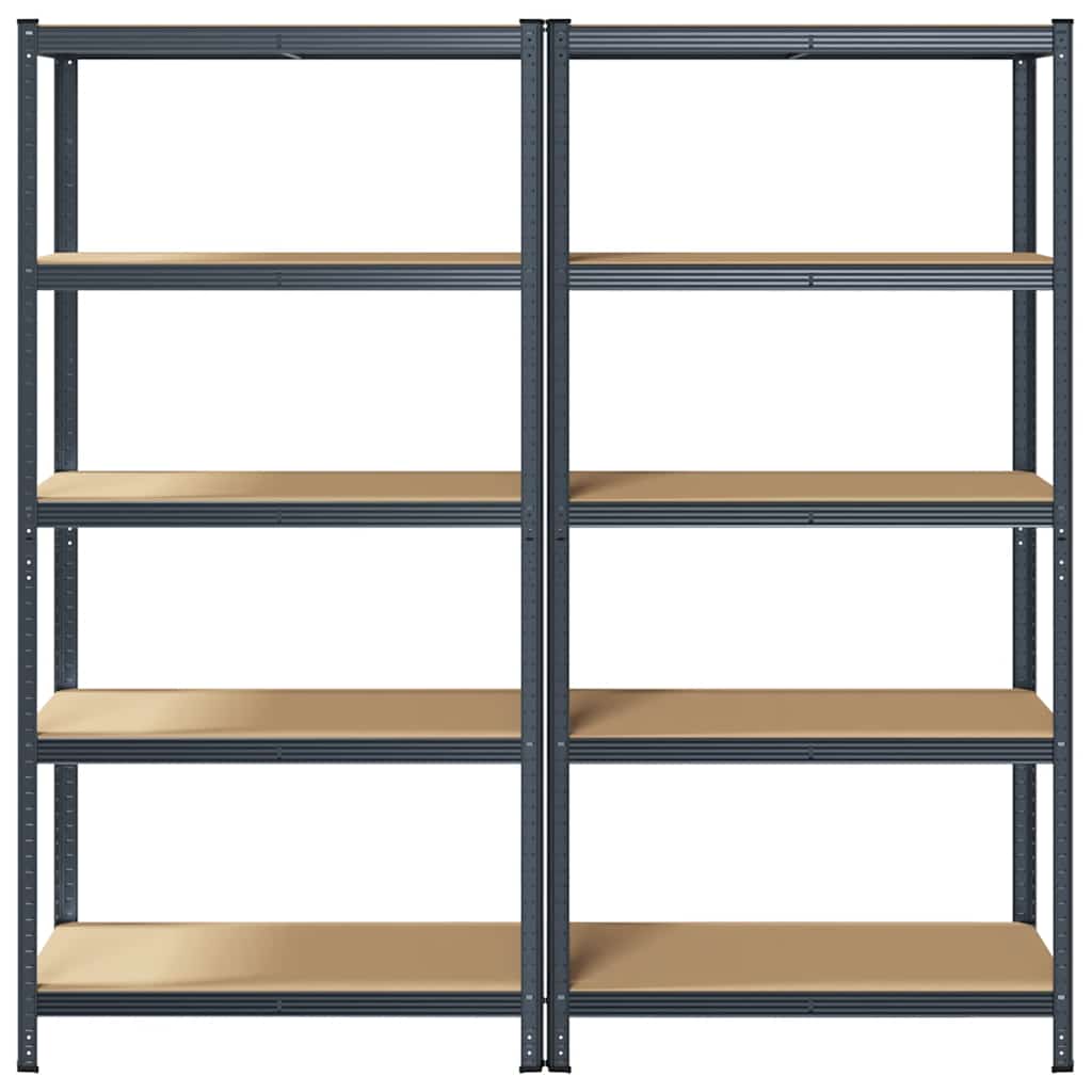 5-Layer Storage Shelves 2 pcs Anthracite Steel&Engineered Wood