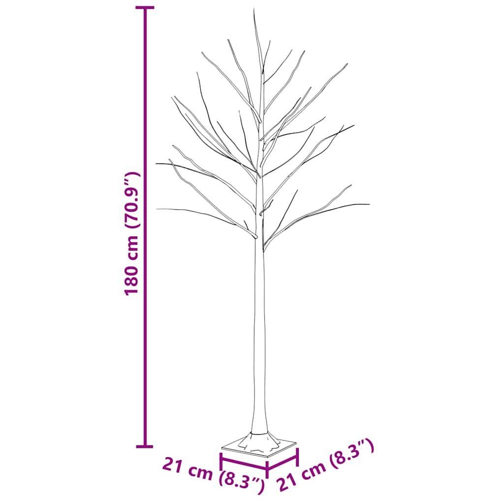 Artificial Christmas Tree Warm White 96 LEDs 180 cm White Birch