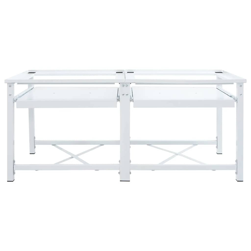 Double Washing Machine Pedestal with Pull-Out Shelves White