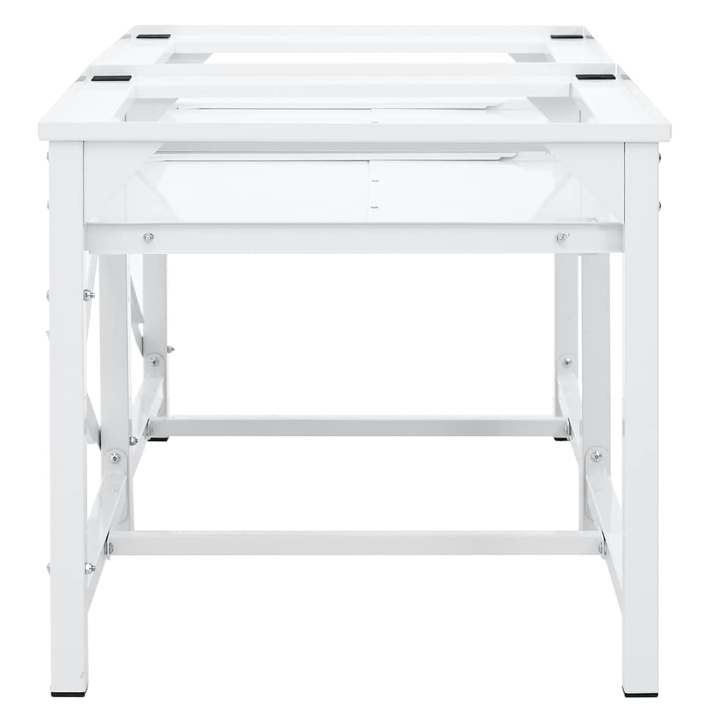 Double Washing Machine Pedestal with Pull-Out Shelves White