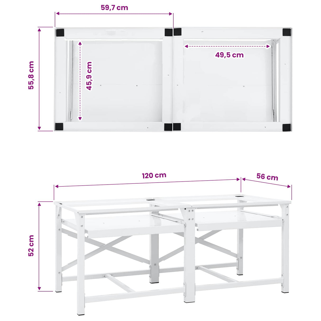 Double Washing Machine Pedestal with Pull-Out Shelves White