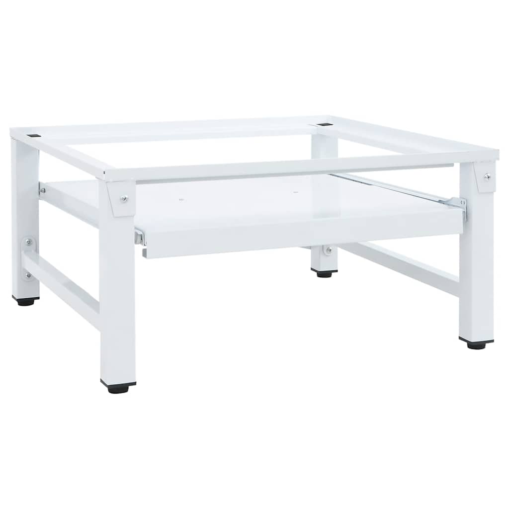 Washing Machine Pedestal with Pull-out Shelf White