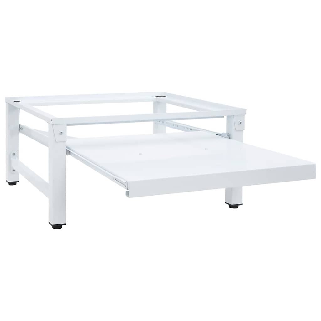 Washing Machine Pedestal with Pull-out Shelf White